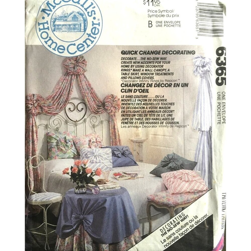 McCall's Sewing Pattern‎ 6365 Home Decor Rings Canopy Table Skirt Window